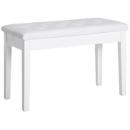 30" Piano Bench with Padded Cushion, Storage, Faux Leather, White Piano Benches at Gallery Canada