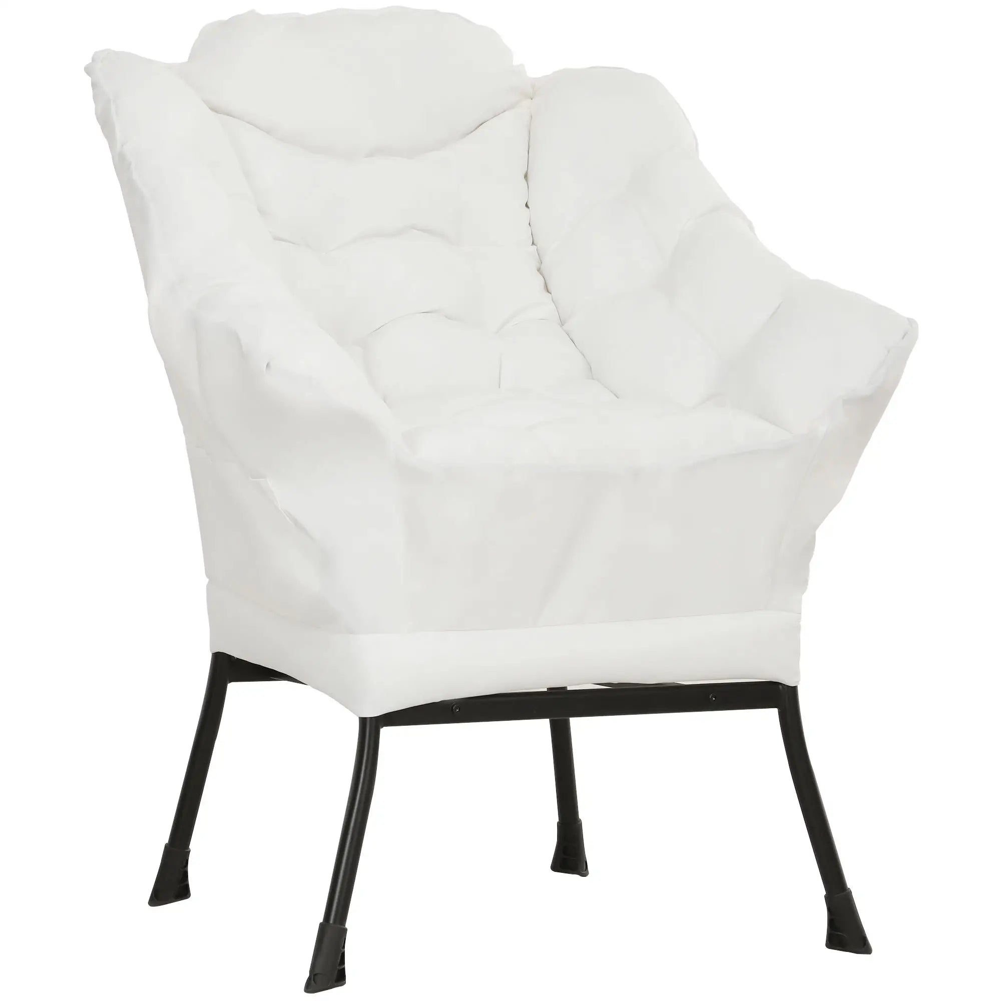 Modern Accent Chair, Armchair with Side Pockets and Solid Steel Legs, Comfy Reading Chair for Living Room, Cream White Accent Chairs at Gallery Canada