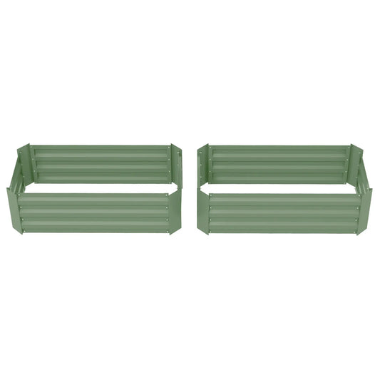 Steel Raised Garden Bed Set, 39"x20"x12", Green Galvanized Planter Boxes Green at Gallery Canada