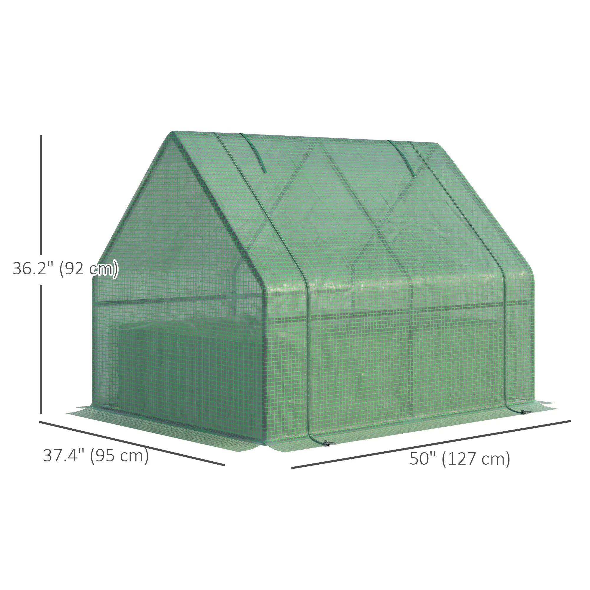 Steel Outdoor Raised Garden Bed, Greenhouse Cover, Roll Up Door, 50