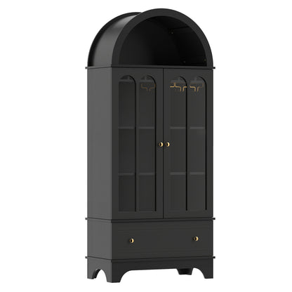 71.5 In Arched Cabinet 5-Tier, Black Sideboards Cabinets & Buffets Black at Gallery Canada