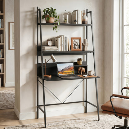 71” High Freestanding Laptop Desk with Open Shelves for Living Room Bedroom Study, Black Laptop Tables & Printer Stands at Gallery Canada