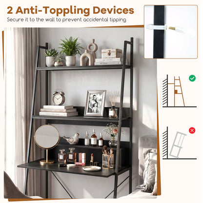 71” High Freestanding Laptop Desk with Open Shelves for Living Room Bedroom Study, Black Laptop Tables & Printer Stands at Gallery Canada