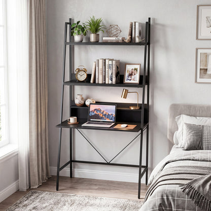 71” High Freestanding Laptop Desk with Open Shelves for Living Room Bedroom Study, Black Laptop Tables & Printer Stands at Gallery Canada
