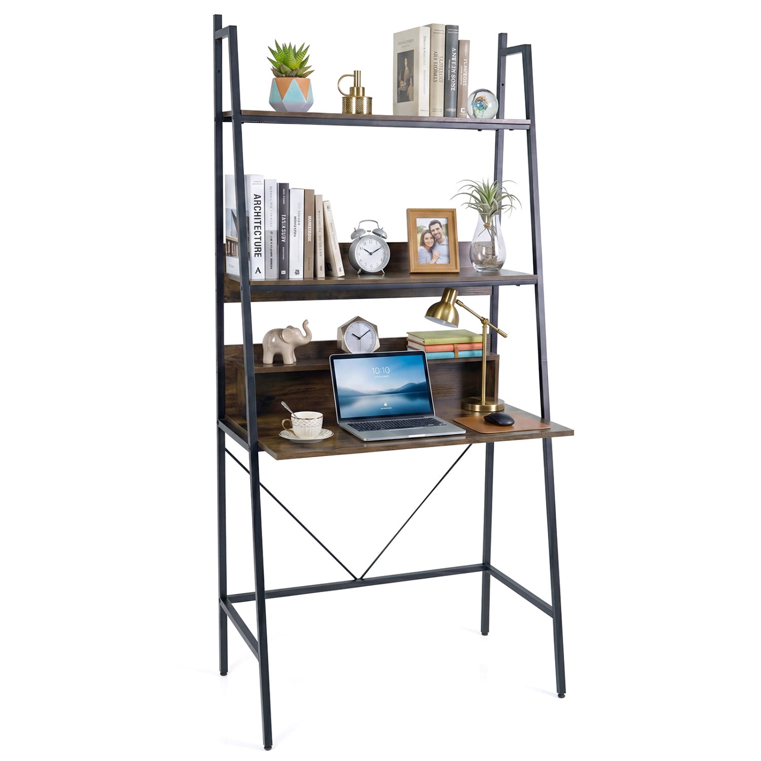 71” Freestanding Laptop Desk With Shelves, For Living Room Bedroom Study, Brown Laptop Tables & Printer Stands at Gallery Canada