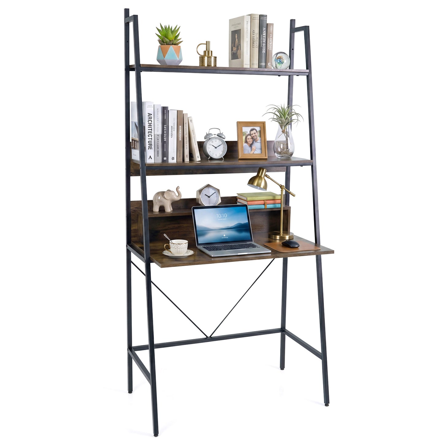 71” Freestanding Laptop Desk With Shelves, For Living Room Bedroom Study, Brown Laptop Tables & Printer Stands at Gallery Canada