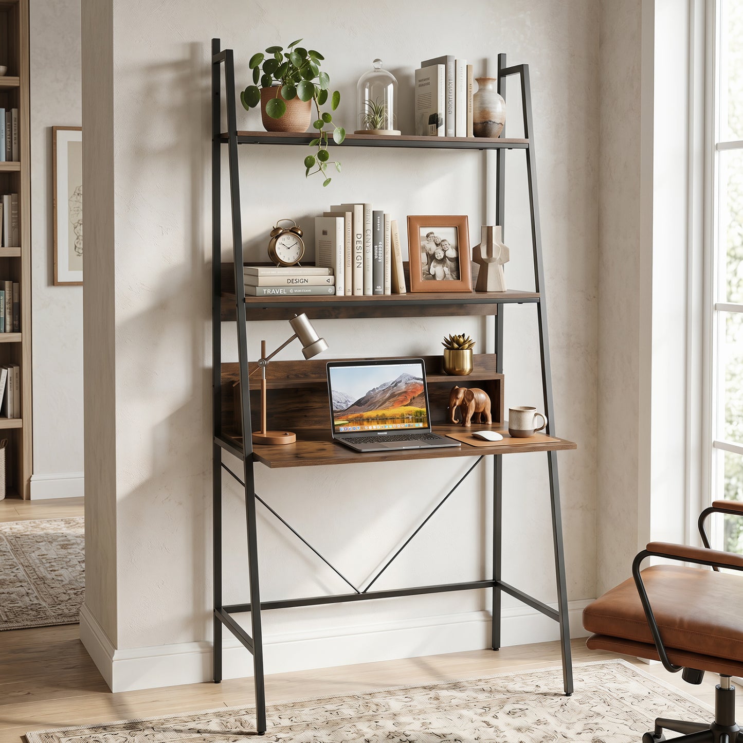 71” Freestanding Laptop Desk With Shelves, For Living Room Bedroom Study, Brown Laptop Tables & Printer Stands at Gallery Canada