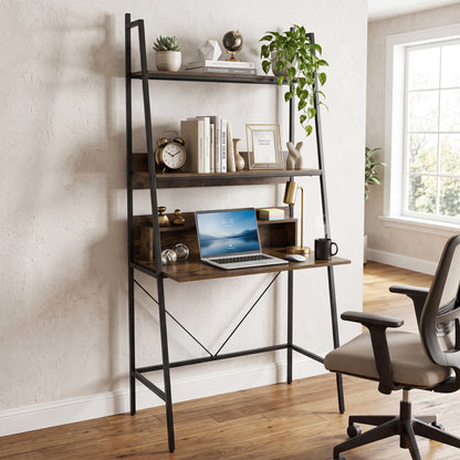 71” Freestanding Laptop Desk With Shelves, For Living Room Bedroom Study, Brown Laptop Tables & Printer Stands at Gallery Canada