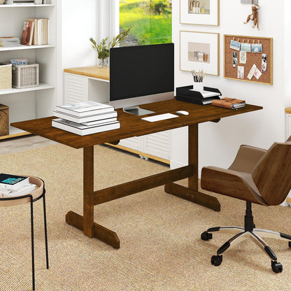 71 Inch Farmhouse Dining Table Wooden Kitchen Table for 6-8 with Rubber Wood Legs, Walnut Dining Tables at Gallery Canada