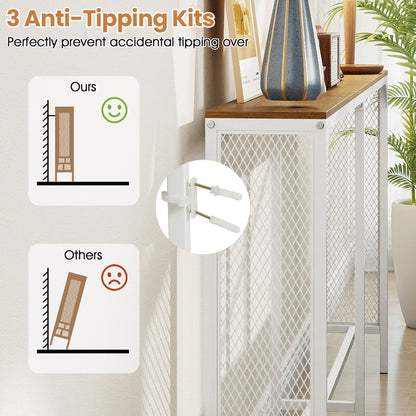 71 Inch Narrow Console Table with Power Outlet for Small Space, Natural Console Tables at Gallery Canada