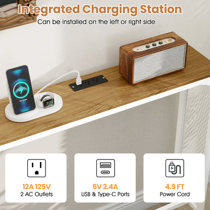 71 Inch Narrow Console Table with Power Outlet for Small Space, Natural Console Tables at Gallery Canada