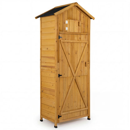 71 Inch Garden Tool Storage Cabinet, Lockable Doors, Foldable Table, Natural Sheds & Outdoor Storage at Gallery Canada