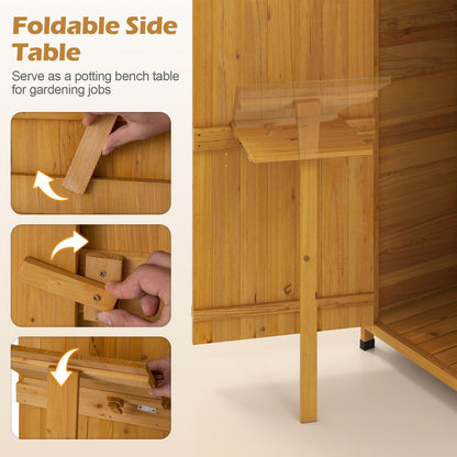 71 Inch Garden Tool Storage Cabinet, Lockable Doors, Foldable Table, Natural Sheds & Outdoor Storage at Gallery Canada
