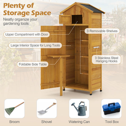 71 Inch Garden Tool Storage Cabinet, Lockable Doors, Foldable Table, Natural Sheds & Outdoor Storage at Gallery Canada