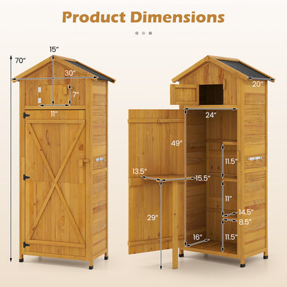 71 Inch Garden Tool Storage Cabinet, Lockable Doors, Foldable Table, Natural Sheds & Outdoor Storage at Gallery Canada