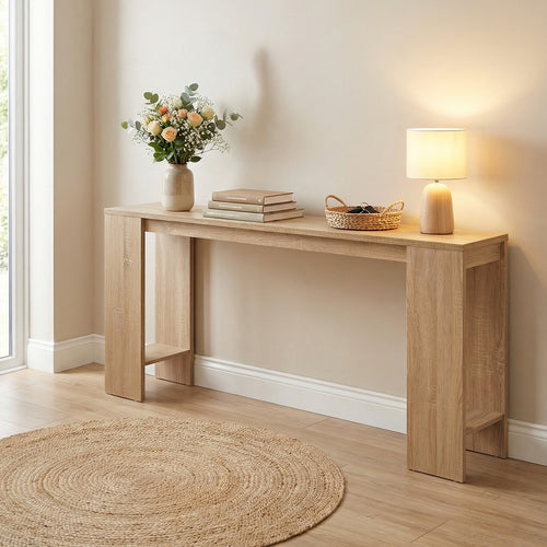71 Inches Console Table With Storage, Natural