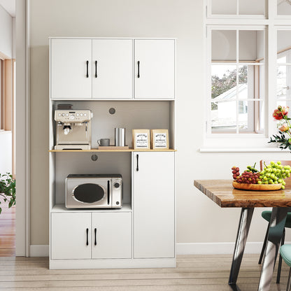 71" Tall Kitchen Pantry Cabinet with Charging Station Wooden Buffet Cupboard Sideboard, White Sideboards Cabinets & Buffets at Gallery Canada