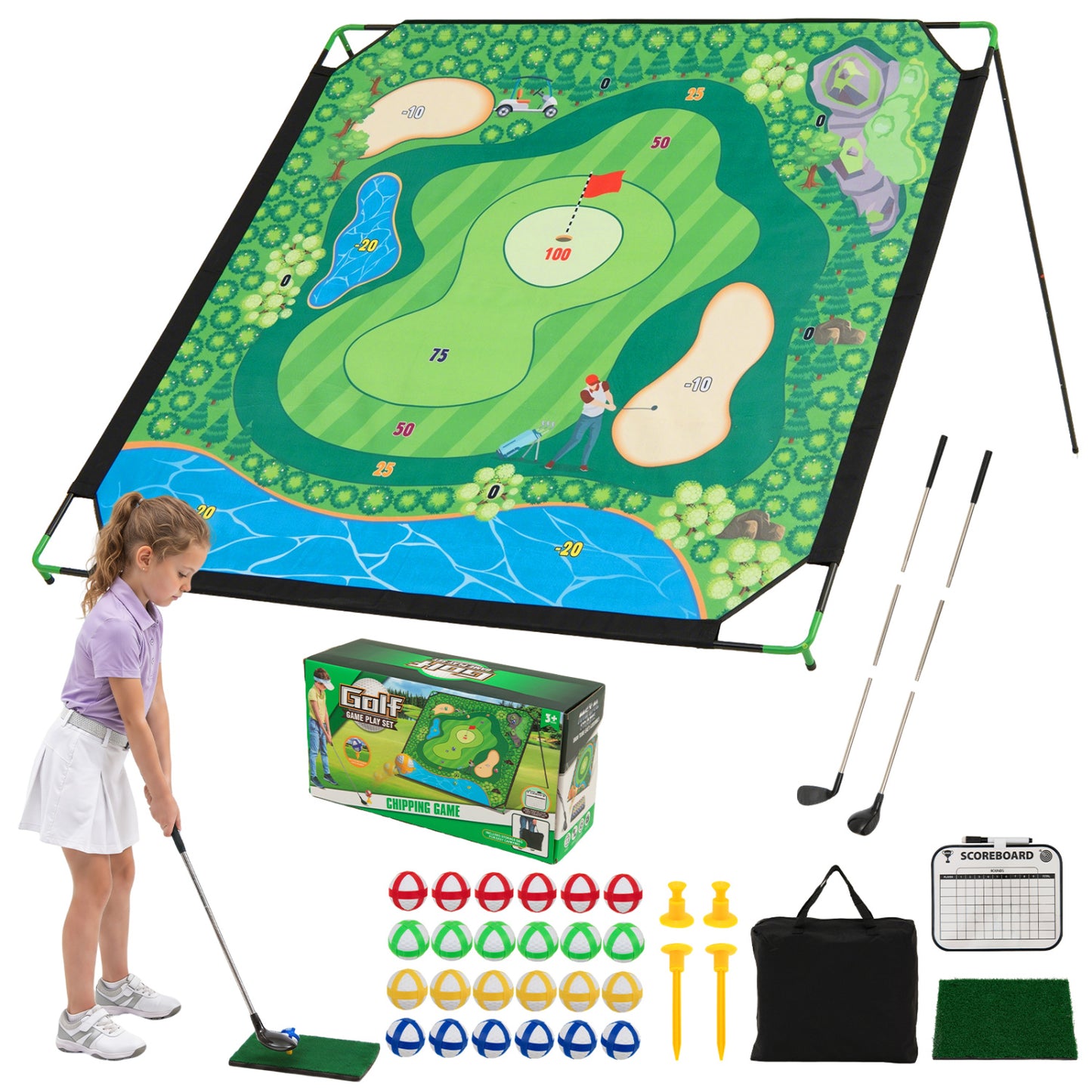 "71" Set de jeu de chipping de golf pour pratique intérieure et extérieure