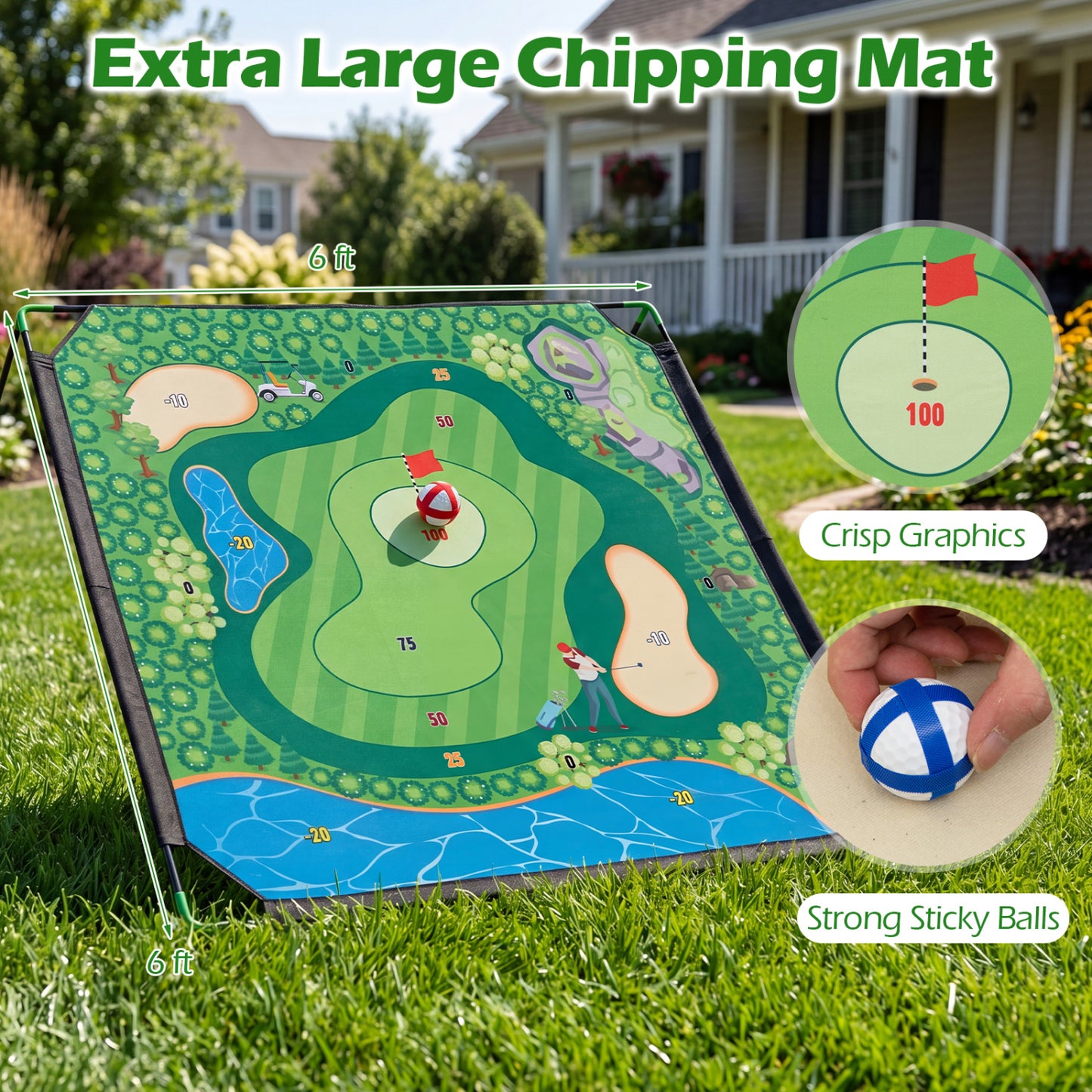 "71" Set de jeu de chipping de golf pour pratique intérieure et extérieure