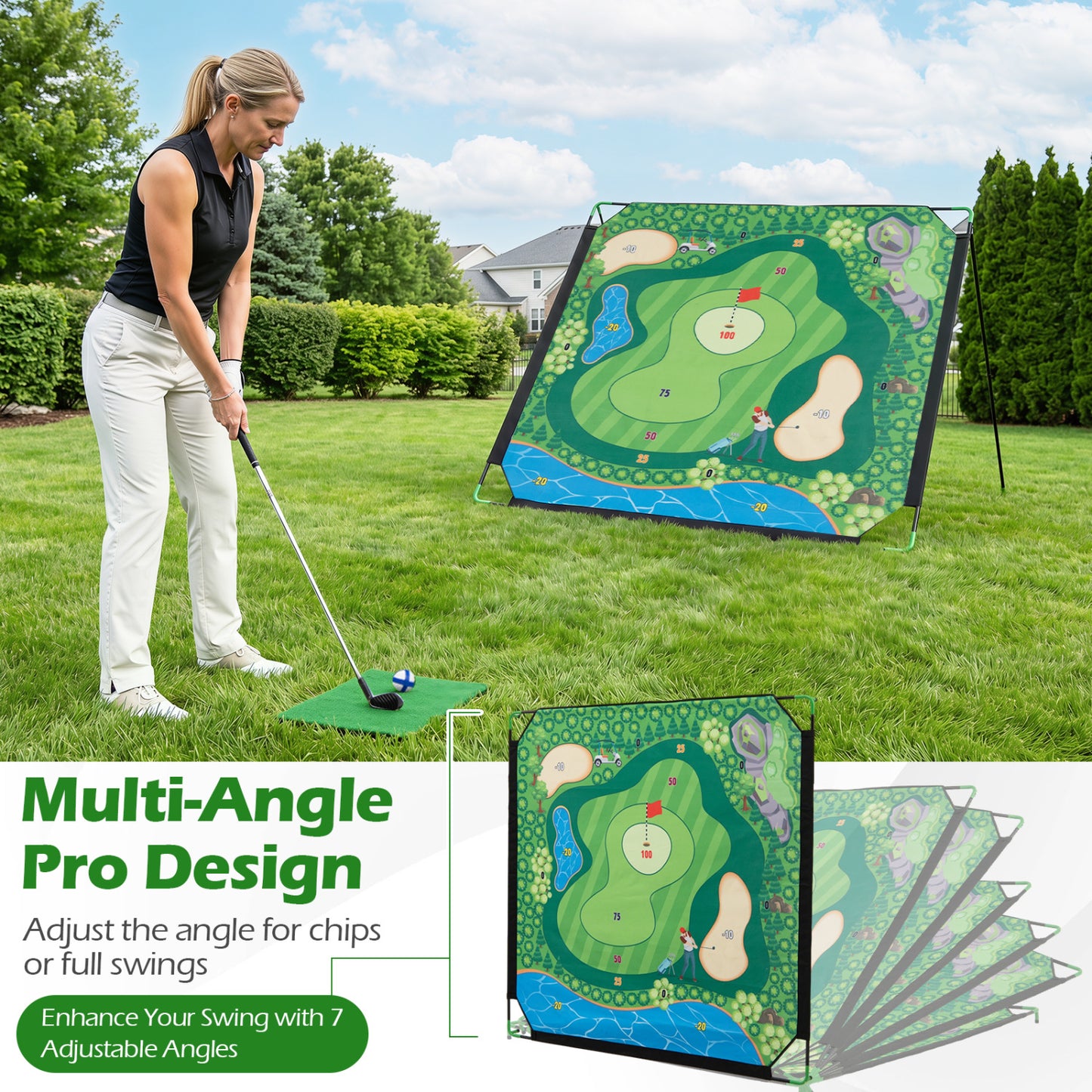 "71" Set de jeu de chipping de golf pour pratique intérieure et extérieure