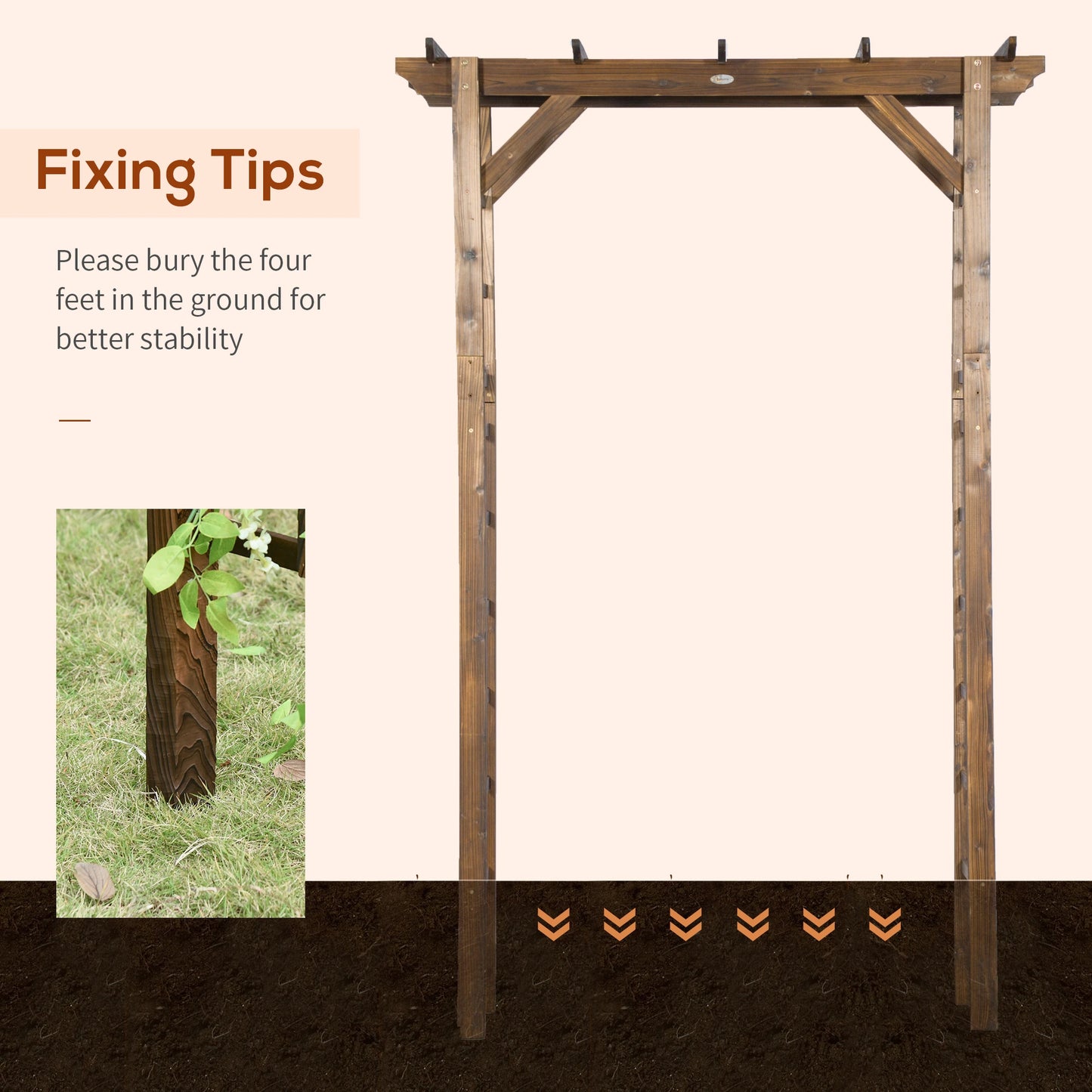 85" Wooden Garden Arbour, Arch Trellis for Climbing Vines, Carbonized Garden Arches at Gallery Canada