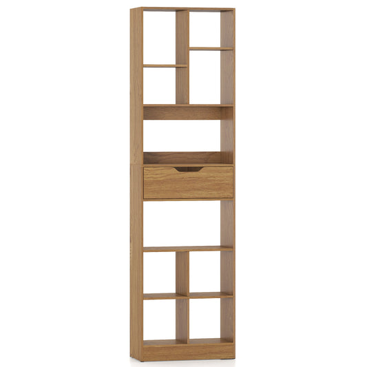 71inch Tall Freestanding Bookcase with Drawer 10-Cube Storage Organizer, Natural Bookcases Natural at Gallery Canada