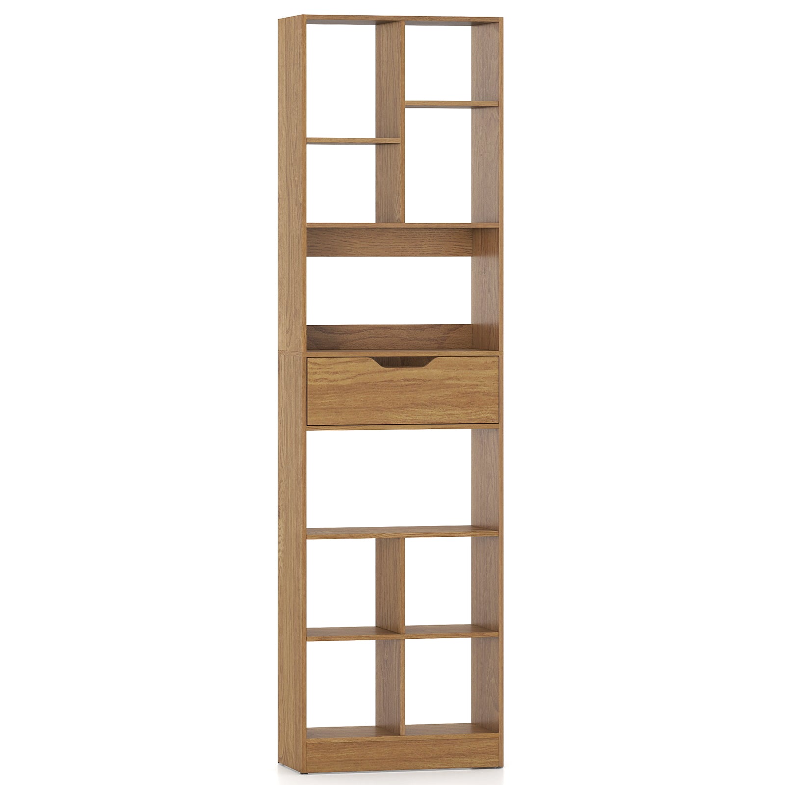71inch Tall Freestanding Bookcase with Drawer 10-Cube Storage Organizer, Natural Bookcases at Gallery Canada