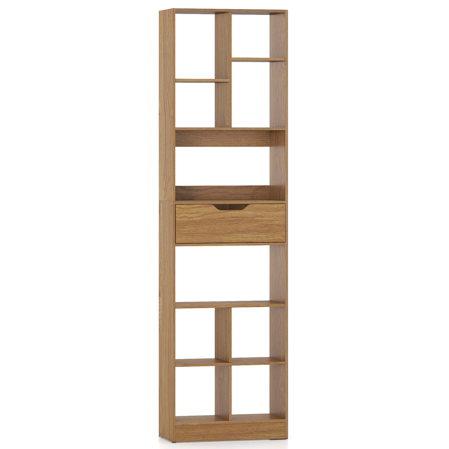 71inch Tall Freestanding Bookcase with Drawer 10-Cube Storage Organizer, Natural Bookcases at Gallery Canada