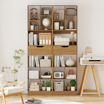 71inch Tall Freestanding Bookcase with Drawer 10-Cube Storage Organizer, Natural Bookcases at Gallery Canada