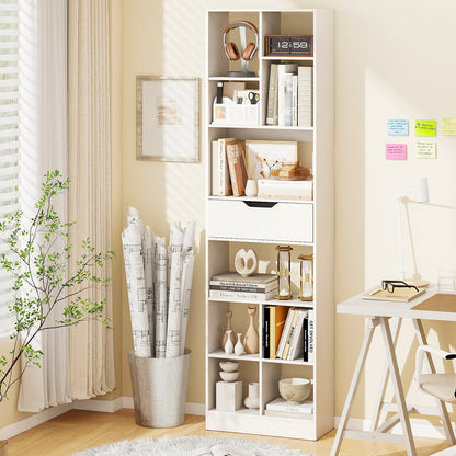71inch Tall Freestanding Bookcase with Drawer 10-Cube Storage Organizer, White Bookcases at Gallery Canada