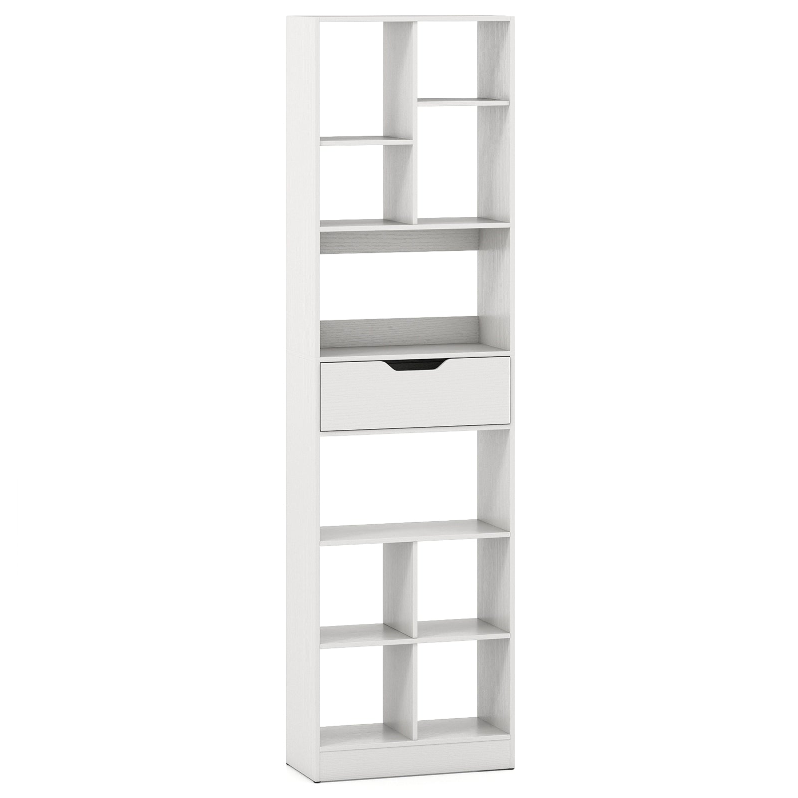 71inch Tall Freestanding Bookcase with Drawer 10-Cube Storage Organizer, White Bookcases at Gallery Canada