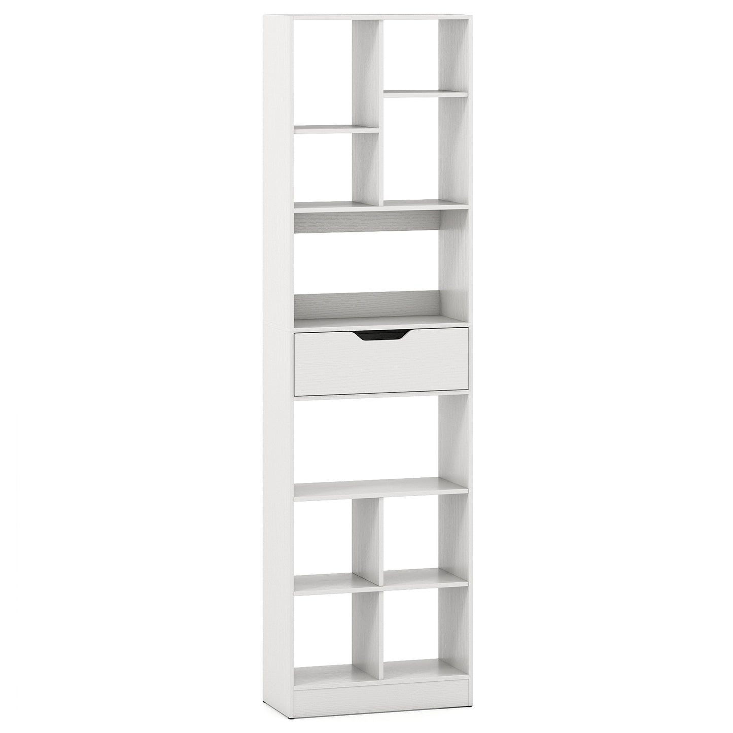 71inch Tall Freestanding Bookcase with Drawer 10-Cube Storage Organizer, White Bookcases at Gallery Canada