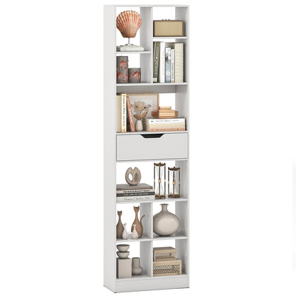 71inch Tall Freestanding Bookcase with Drawer 10-Cube Storage Organizer, White Bookcases at Gallery Canada