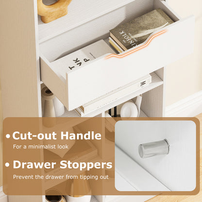 71inch Tall Freestanding Bookcase with Drawer 10-Cube Storage Organizer, White Bookcases at Gallery Canada