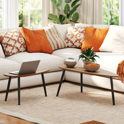 2 Pc Coffee Table Set, Industrial Nest Tables, Steel Legs, Brown Coffee Tables at Gallery Canada