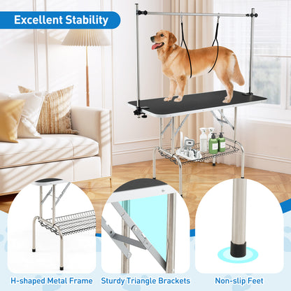 Foldable Dog Grooming Table, Height Adjustable Arms, Black Dog Supplies at Gallery Canada