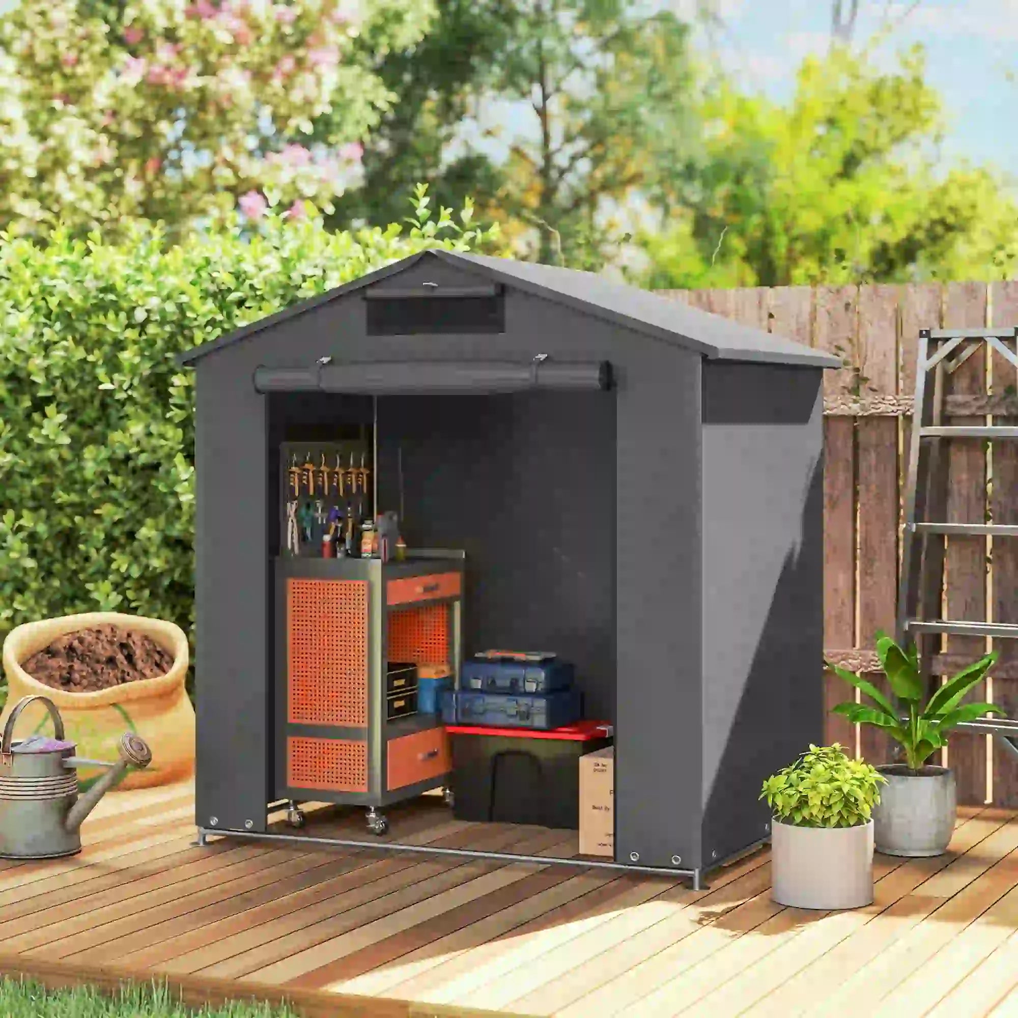 6' x 4' Portable Shed, Waterproof Bike Tent, Dark Grey Sheds at Gallery Canada