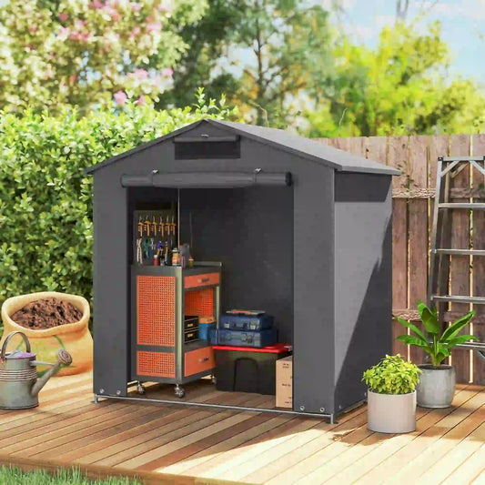 6' x 4' Portable Shed, Waterproof Bike Tent, Dark Grey Sheds Silver, Dark Grey at Gallery Canada