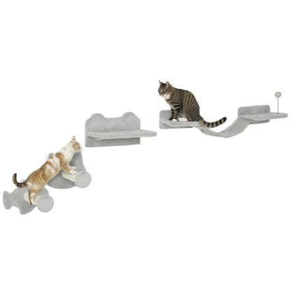 4PCs Cat Wall Shelves, Steps, Scratching Posts, Ladder, Platforms Cat Climbing Wall at Gallery Canada
