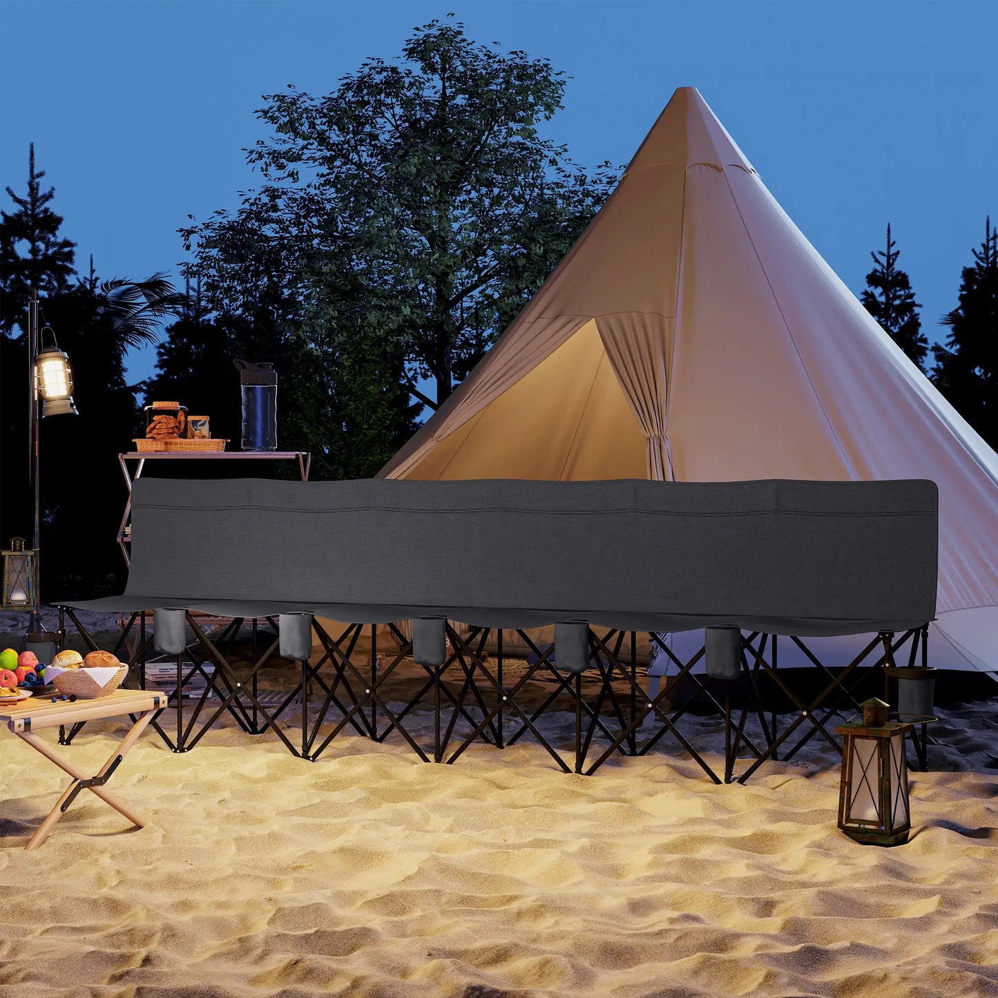 6 Seat Folding Camping Chair, Cup Holder, Carrying Case, Dark Grey Picnic Tables & Camping Chairs at Gallery Canada