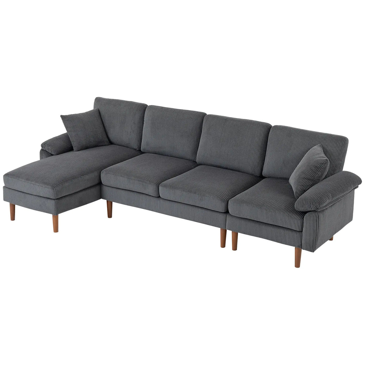 L-Shape Sofa, Modern Sectional Couch with Chaise, Dark Grey 3-Seater Sofas Dark Grey, Brown at Gallery Canada