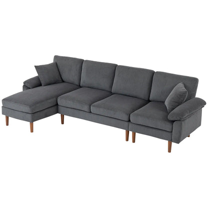 L-Shape Sofa, Modern Sectional Couch with Chaise, Dark Grey 3-Seater Sofas Dark Grey, Brown at Gallery Canada