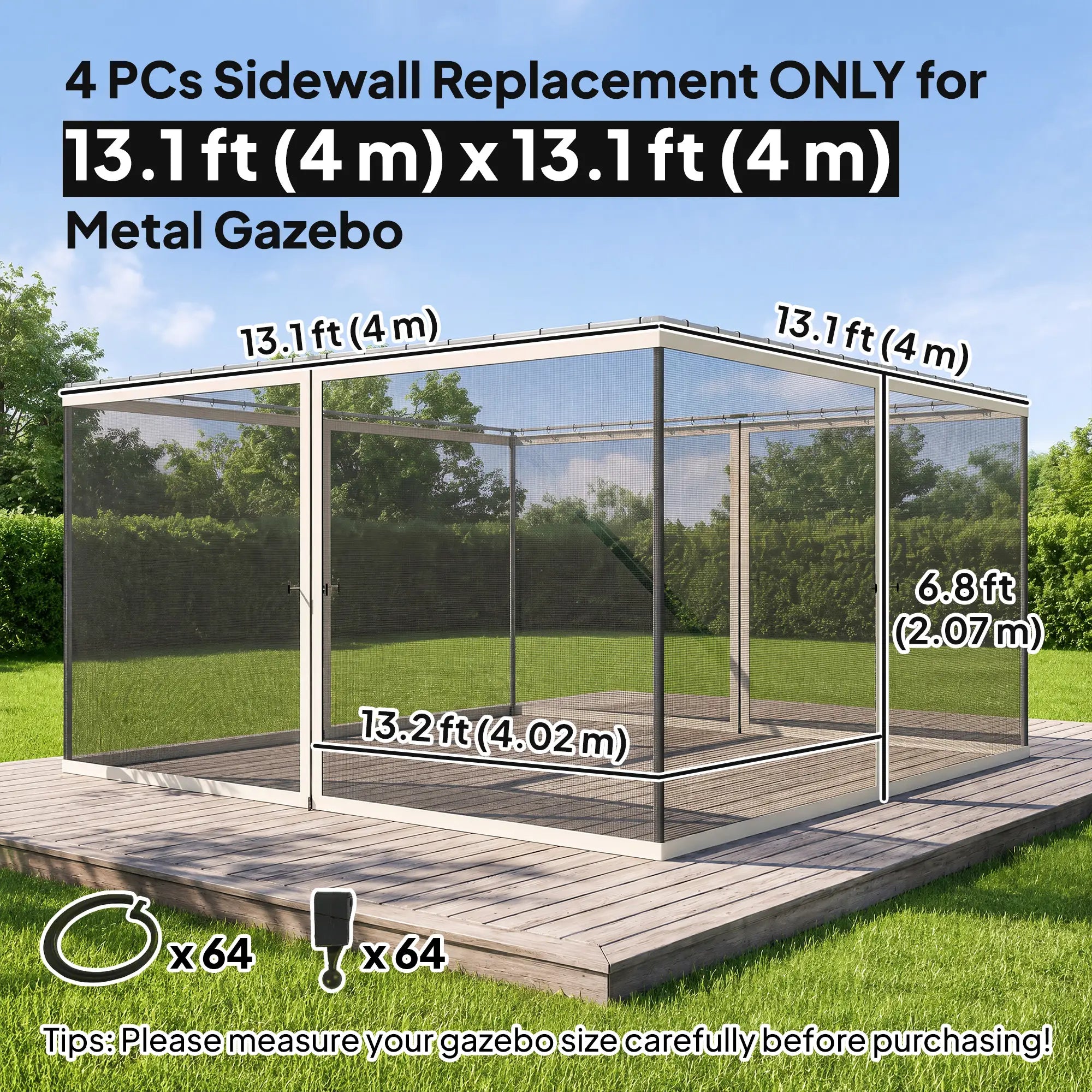 Outsunny Replacement Mosquito Netting 13' X 13', Black, Cream White Gazebos at Gallery Canada
