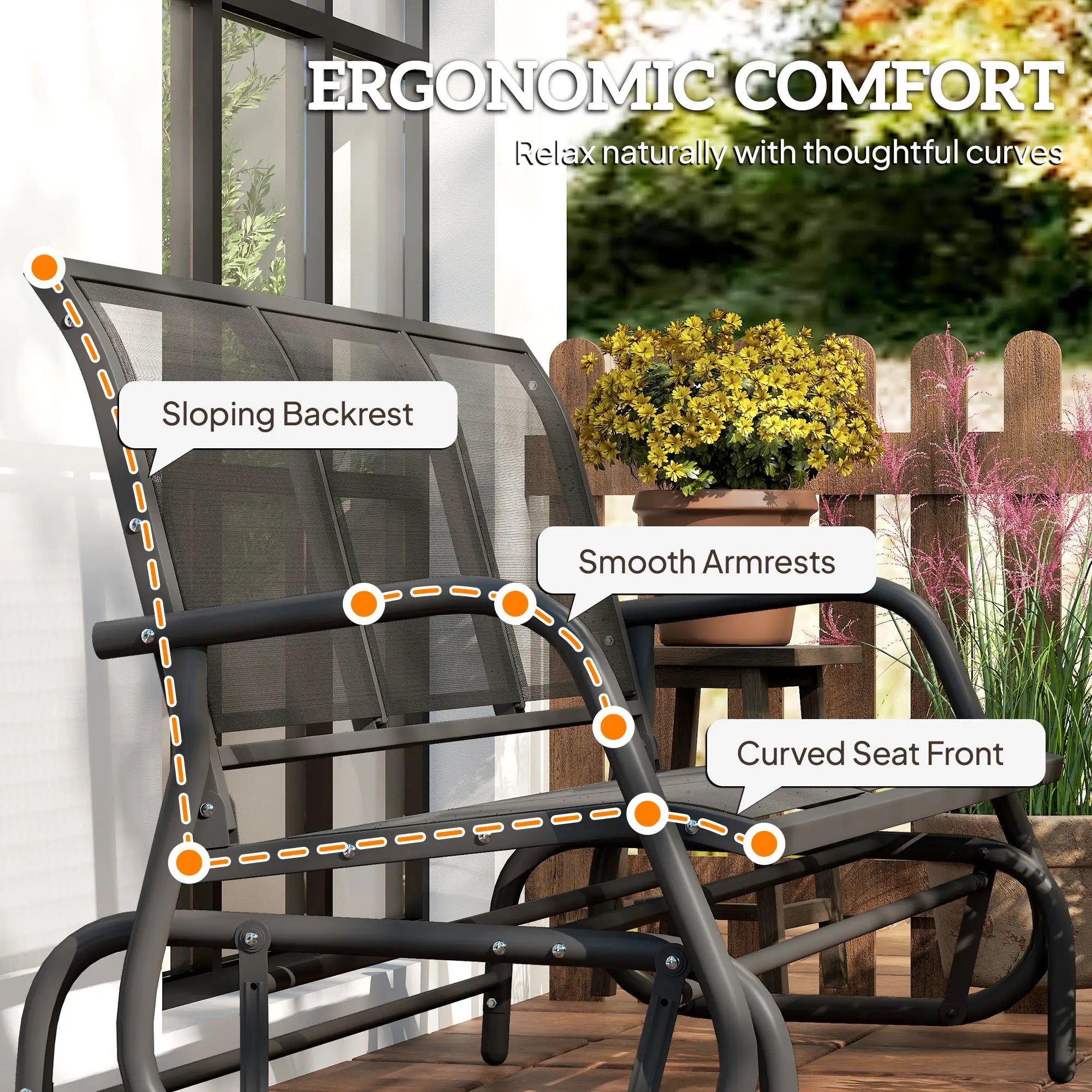 3-Seat Outdoor Glider Chair, Steel Frame, Sling Fabric, Black Outdoor Gliders at Gallery Canada