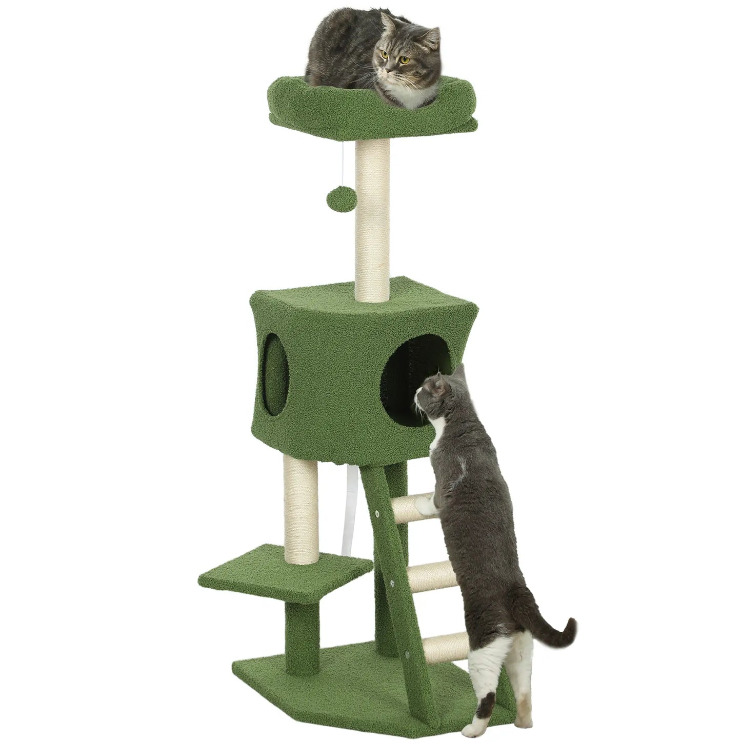 47" Tall Cat Tree Tower, Condo, Ladder, Scratching Posts, Green Cat Trees at Gallery Canada