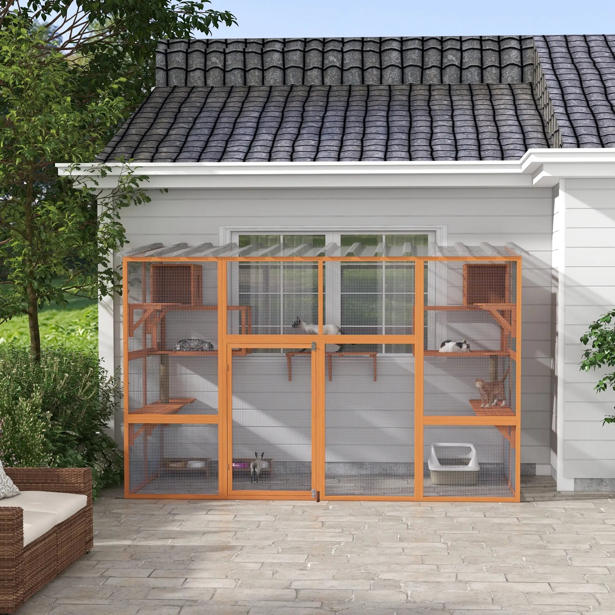 Large Catio, Outdoor Cat Enclosure, 2 Condos, Jumping Platforms, Waterproof Roof, Orange Outdoor Cat Enclosures at Gallery Canada