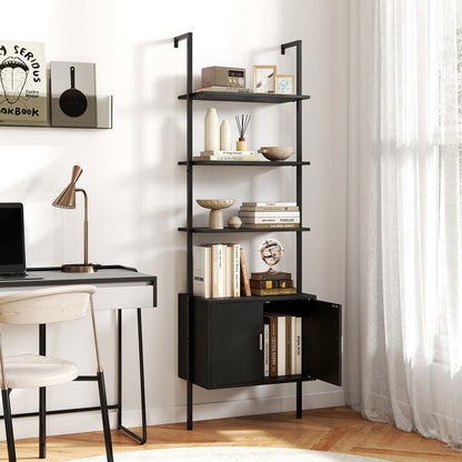 72.5 Inch Tall Bookshelf with Cabinet Anti-Tipping Kits and Metal Frame, Black Bookcases at Gallery Canada