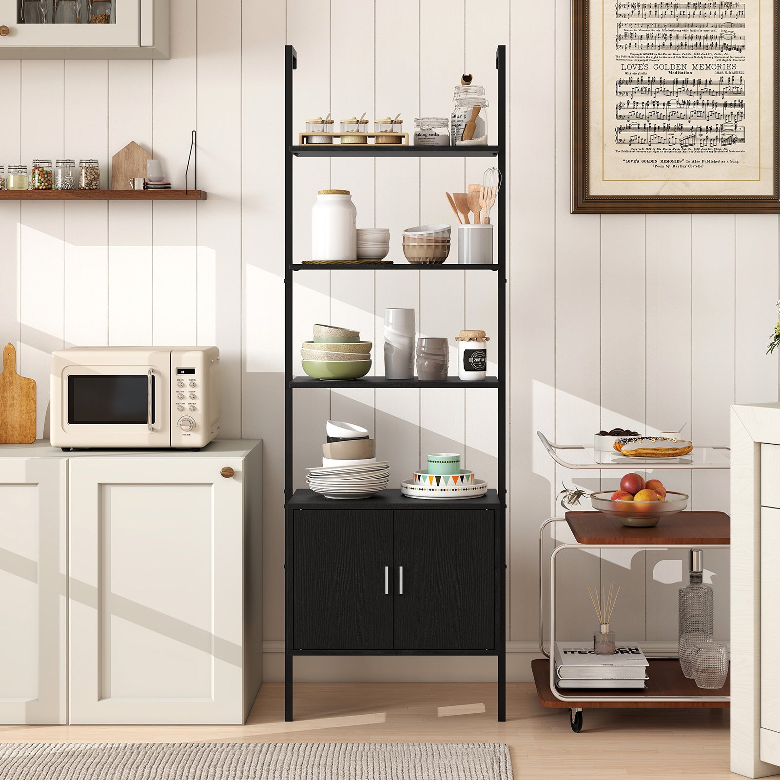 72.5 Inch Tall Bookshelf with Cabinet Anti-Tipping Kits and Metal Frame, Black Bookcases at Gallery Canada