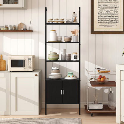 72.5 Inch Tall Bookshelf with Cabinet Anti-Tipping Kits and Metal Frame, Black Bookcases at Gallery Canada