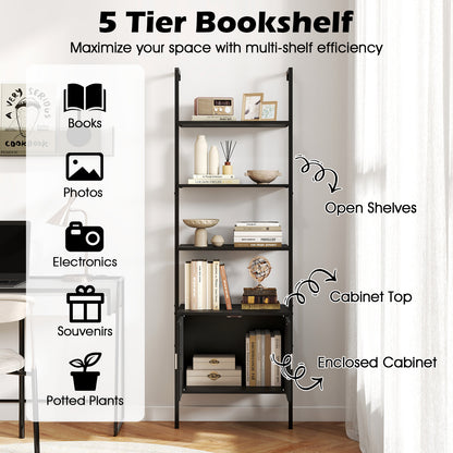 72.5 Inch Tall Bookshelf with Cabinet Anti-Tipping Kits and Metal Frame, Black Bookcases at Gallery Canada
